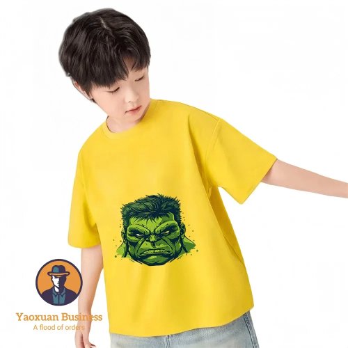 Koszulka dziecięca 100% bawełna z nadrukiem Hulk — podstawowa, letnia koszulka casual