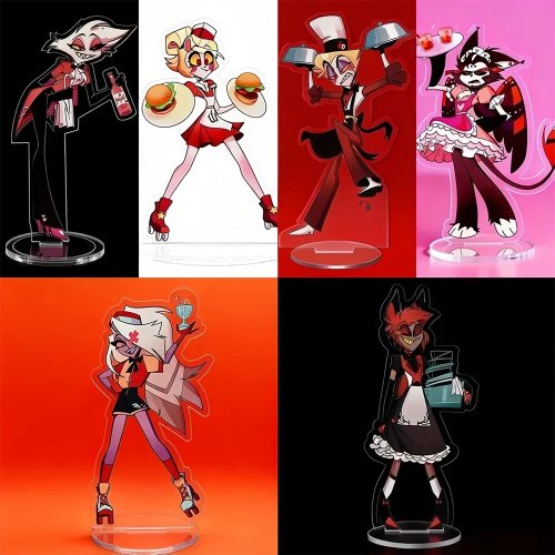 Figura acrílica 15 cm Hazbin Hotel – Charlie, Vaggie, Alastor, Lucifer – Adorno de escritorio, regalo
