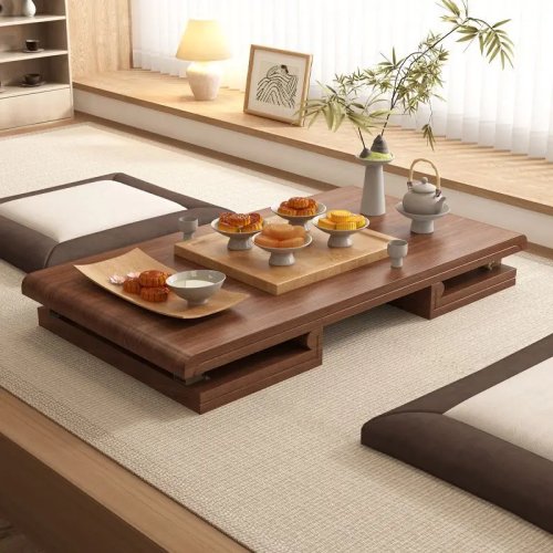 Opvouwbare lage tafel van massief hout - Japanse tatami theetafel/koffietafel voor vensterbank of vloer