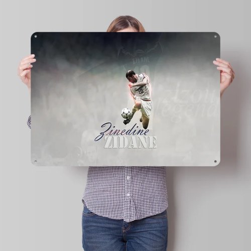 Zinedine Zidane Vintage Tin Sign – Football Metal Wall Poster, Retro Plaque for Gaming Room Decoration