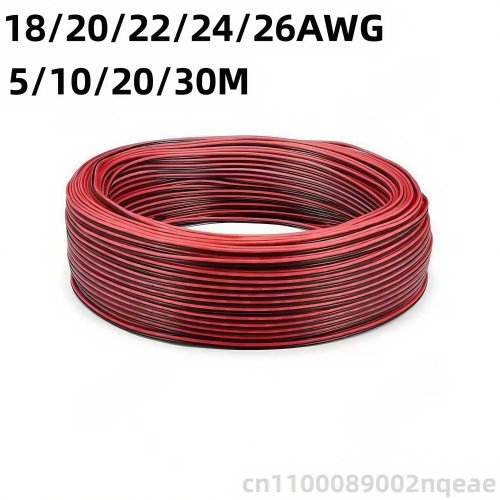 2-poliges Anschlusskabel rot/schwarz, 2-adrig verzinntes Kupfer (18-26 AWG) – Verlängerung für LED-Strip & Audio