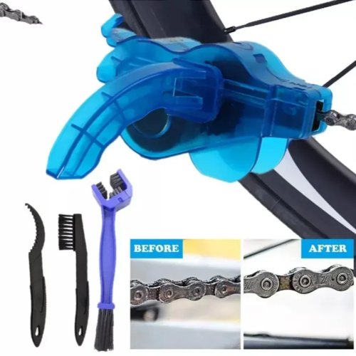 Kit de limpeza de corrente de bicicleta portátil com escovas e esfregão – para bicicletas de montanha (BTT)