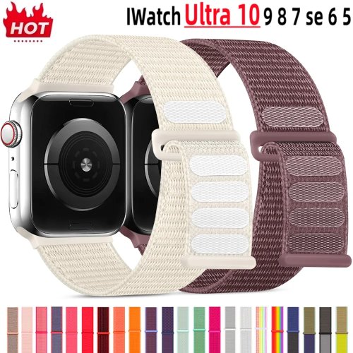 สายไนลอนสำหรับ Apple Watch — ระบายอากาศได้, สายกีฬาแทนที่, รองรับขนาด 41/42/44/45/46/49 มม. (Series 3–10, SE, Ultra/Ultra 2)