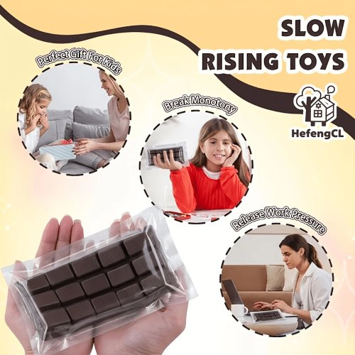 Антистресс‑squishy для детей в форме шоколадки — Мягкая мялка с медленным возвратом, ультрамягкая сенсорная игрушка для снятия стресса/тревоги, ручная работа (лимит 1)