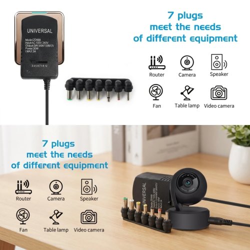 Adjustable Multi-Voltage Power Adapter 220V AC to DC 3–12V Converter, EU/US Plug, 7–30W Charger for Electronic Devices