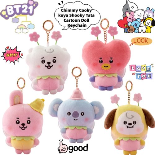 BT21 Cute Character Keychains — Chimmy, Cooky, Koya, Shooky, Tata — Backpack & Bag Charms