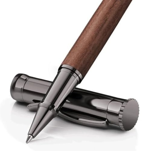 Coffret stylo roller en bois avec 2 recharges d'encre (1 noir, 1 bleu) — stylo de luxe pour le bureau, cadeau homme, écriture professionnelle