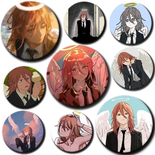 Pin 58 mm Anjo e Diabo — insígnia estilo anime para mochila, roupa, presente