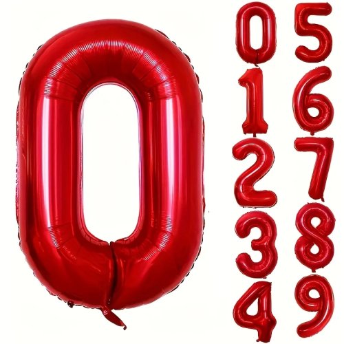 Ballon chiffre foil rouge 32 pouces - Set déco grand format pour anniversaire, célébration familiale et fond photo