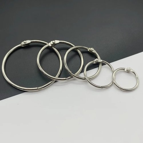 Lot de 5 anneaux O métalliques 20–50 mm — anneaux ouvrants pour classeurs/album photo et feuilles détachables, utilisables en porte-clés