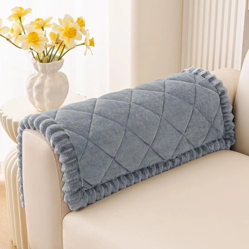 Fuzzy non-slip washable pet sofa cover – Gray couch/cushion protector for cats & dogs, 23 x 47 in (58 x 120 cm)