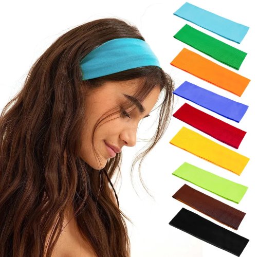 Non-Slip Headbands for Women & Men, 4-Pack Moisture-Wicking Stretchy Sports Sweatbands for Running, Gym, Yoga & Cycling