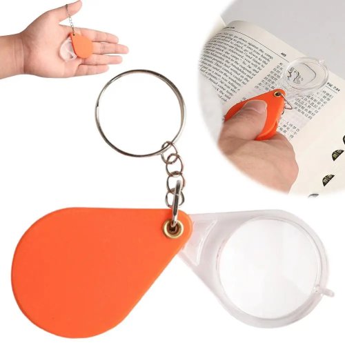 Loupe de lecture porte-clés portable — Loupe manuelle haute puissance en plastique avec capuchon et anneau, pour personnes âgées