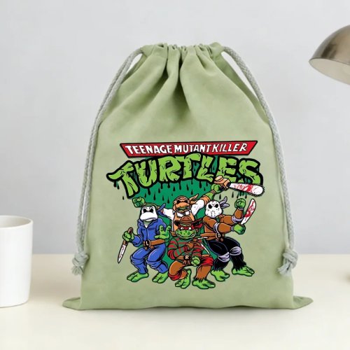 Płócienny worek ze ściągaczem Teenage Mutant Ninja Turtles – nadruk anime, wielokrotnego użytku, worek do przechowywania zabawek / prezent