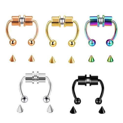 แหวนจมูกแบบปลอม (septum) แบบแม่เหล็ก ไม่ต้องเจาะ – สแตนเลส คลิปจมูกสไตล์พังค์ สำหรับผู้หญิง