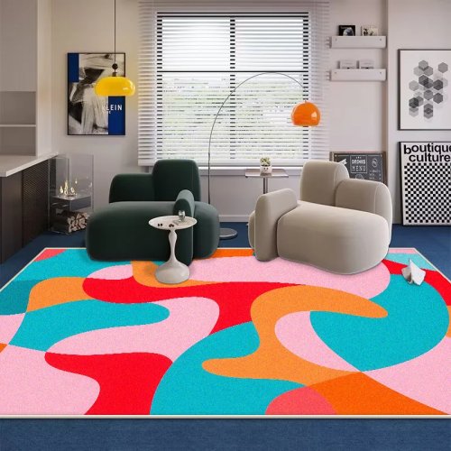 Nordic abstract flannel rug — washable, non-slip living room & bedside mat