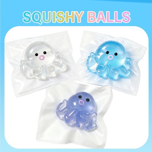 Juguete blandito pulpo jelly antiestrés – rebote lento (pack 1 o 3), juguete elástico tipo burbuja DIY, forma marina, calmante de escritorio, regalo sorpresa (color aleatorio)