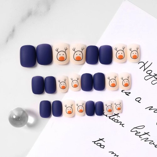Conjunto de Unhas Postiças Press‑On 24 unid. — Tips coffin ultrafinas, ponta arredondada, profissional, conjunto completo