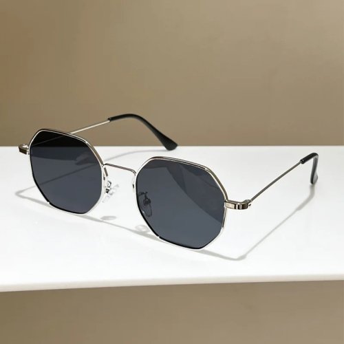 แว่นกันแดดเรโทร กรอบเล็กโลหะ แบบ unisex สำหรับผู้ชายและผู้หญิง เหมาะสำหรับท่องเที่ยวและสตรีทสไตล์ ป้องกันรังสี UV