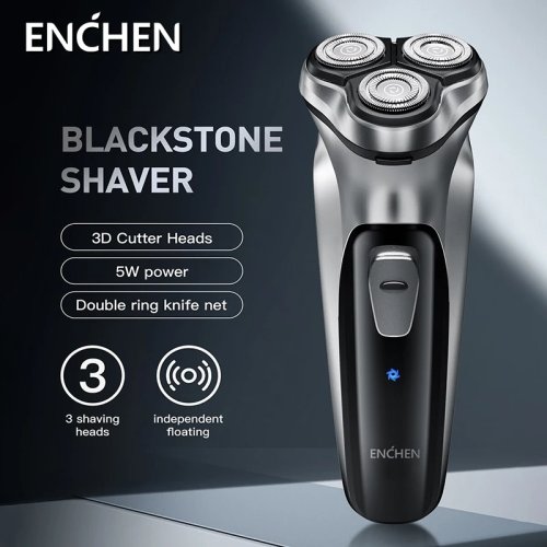 ENCHEN Blackstone Elektrischer Rotationsrasierer für Herren, 3D schwebende Klingen, waschbar, USB‑C wiederaufladbar