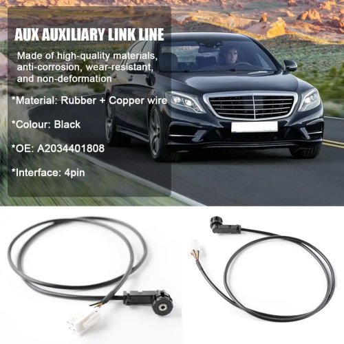 4-pin AUX cable for Mercedes‑Benz C‑Class W203 (2000–2007) — car auxiliary audio input cable