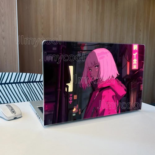 Набір з 2 вінілових наліпок «Anime Cool Girl» — універсальні скіни для ноутбука, холодильника та декору