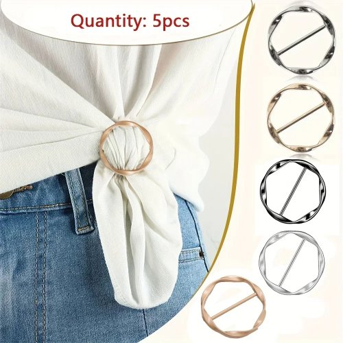 Paquete 5 clips metálicos redondos para chal o playera — broche/aro de cintura, sujetador de ropa multiusos