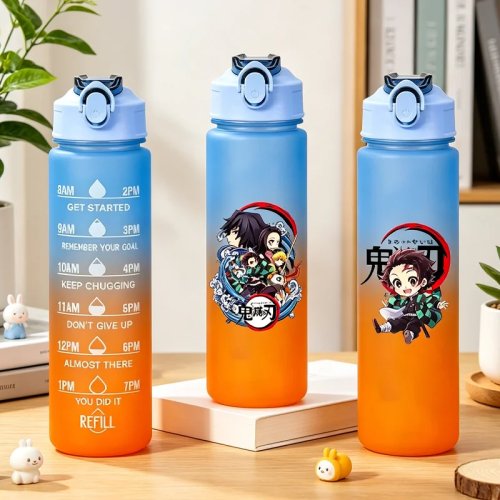 750 ml Demon Slayer Trinkflasche – große Kapazität, Farbverlauf, Anime-Motiv Tomioka & Nezuko, Sportflasche, Geschenk