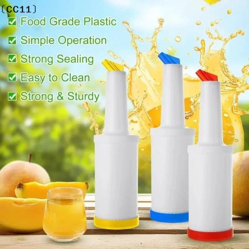 1L plastic sapdispenser met schenktuit – Gekleurde drankfles voor thuis, bar, restaurant, café