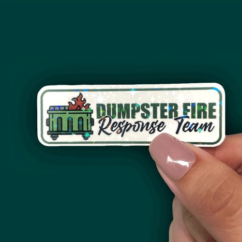 ملصق فينيل مضحك 'Garbage Fire Emergency Squad' مقاوم للماء للسيارة، اللابتوب، الحقيبة المدرسية