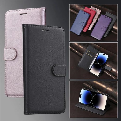Funda tipo cartera de piel para OPPO Realme 5/5 Pro (RMX1971) — cierre magnético, color liso, con cordón
