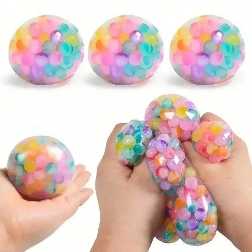 Bola Anti Stres Bentuk Anggur dengan Butiran Warna-warni (TPR) - Mainan Squeeze