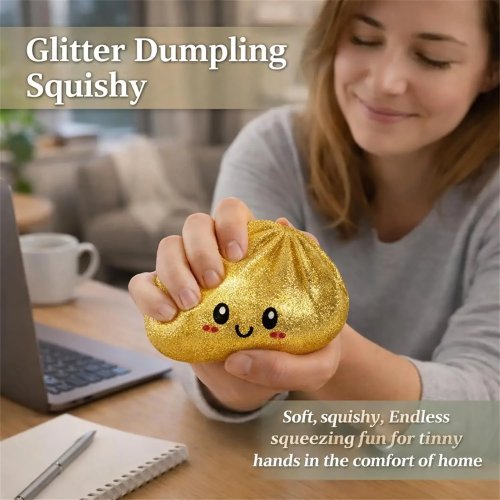 Squishy "Dumpling" z brokatem — Sensoryczna zabawka do ściskania w pudełku, na stres