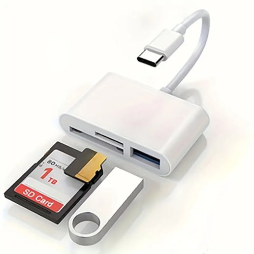 Đầu đọc thẻ USB-C 3 trong 1 SD/microSD (TF) — Plug & Play, tương thích với iPhone 15 Pro, iPad, MacBook, laptop, Android và PC
