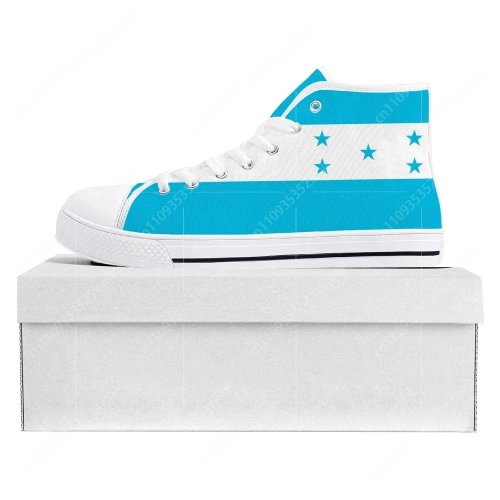 Sneakers alte in tela con bandiera Honduras — Unisex, casual, per coppia, personalizzabili