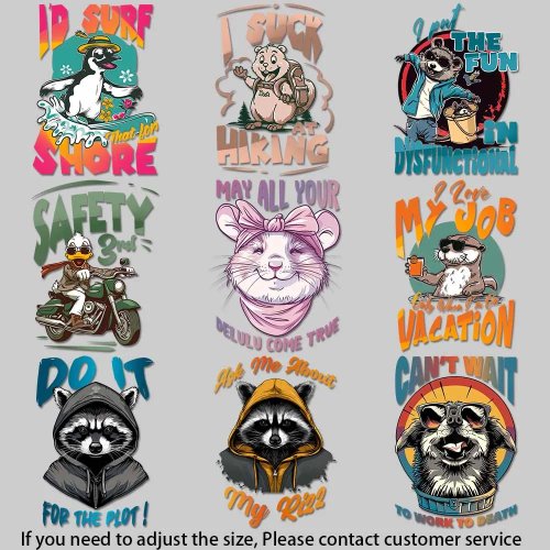 Parches para planchar con dibujos de animales estilo retro pop para ropa — aplicación rápida con plancha, decoración DIY