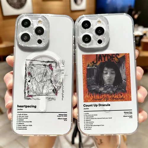 Rapper J-Jaydes magnetische transparante hoes voor iPhone 12–17 (Pro/Pro Max/Plus) – slank kristalhelder hoesje, geschikt voor draadloos opladen
