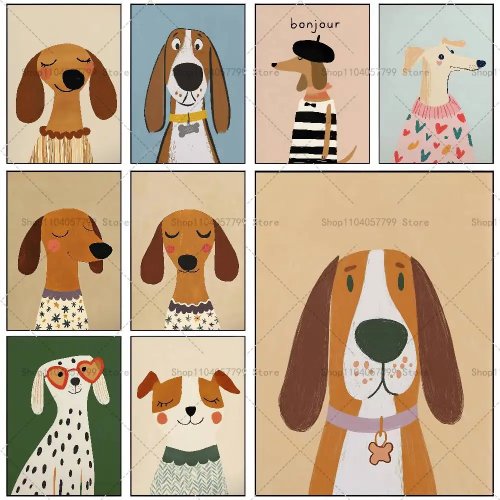 Adesivo murale cane minimalista — poster/murale autoadesivo, impermeabile, stampa di alta qualità per decorazione bar/sala, idea regalo