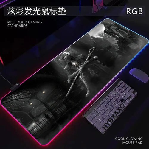 Tapis de souris gaming RGB Bloodborne grand — Tapis de bureau XXL pour clavier et souris