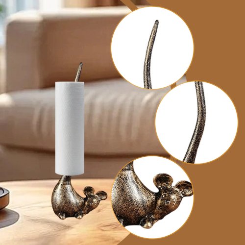 Dieren-design keukenrolhouder van metaal — tafelmodel voor keuken, eetkamer en badkamer