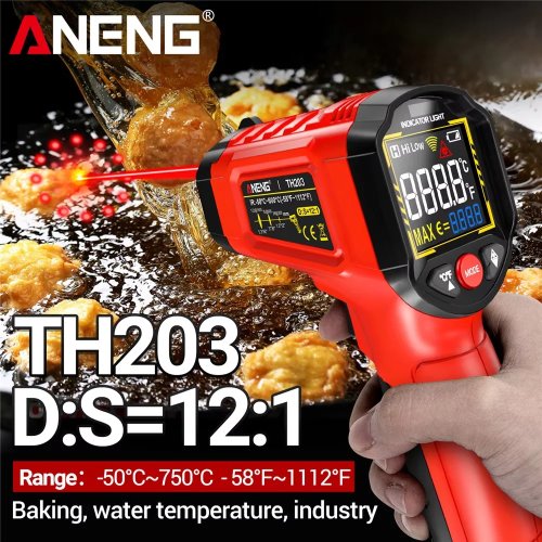 Termometro a infrarossi senza contatto ANENG TH203 (-50–600°C) Misuratore di temperatura digitale IR con igrometro