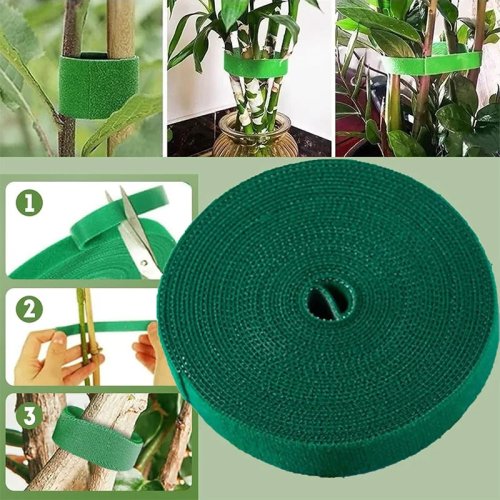 Băng buộc cây nylon 10m tái sử dụng, tự dính, màu xanh - cho vườn và nhà