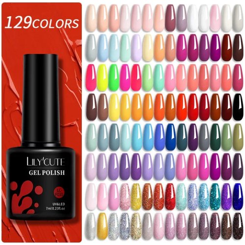 LILYCUTE ยาทาเล็บเจล 129 สี 7ml – เจลกึ่งถาวร (Soak-off) UV/LED สำหรับทำเล็บและเพ้นท์เล็บ