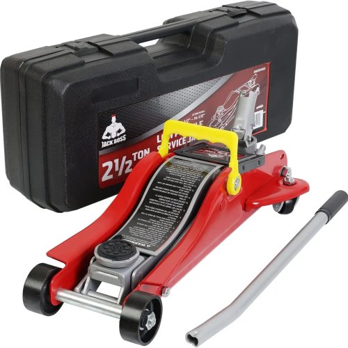 Gato hidráulico de carrito perfil bajo 2.5 T con estuche, elevación 9–35.6 cm, para sedanes, rojo