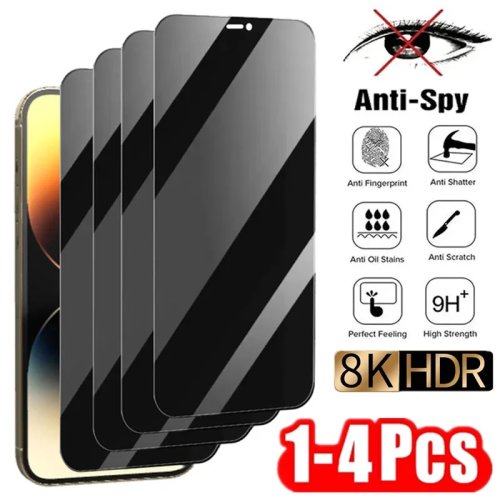 Vetro temperato con filtro privacy (anti‑spia) per iPhone 8/11/12/13/14/15/16/17 (Mini/Pro/Pro Max/XS Max) – 1–4 pezzi