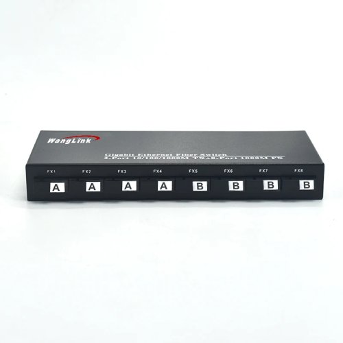 Wanglink Gigabit-Glasfaser-Switch 8x SC (10/100/1000) mit 2x RJ45 Glasfaser-Medienkonvertern, Singlemode
