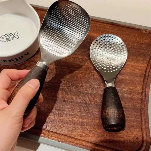 Muỗng/pala xới cơm bằng thép không gỉ tự đứng, chống dính, chịu nhiệt — dùng cho sushi và khoai tây nghiền