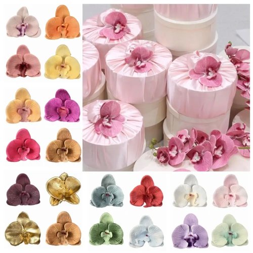 Bunga anggrek tiruan bentuk kupu-kupu gaya Korea, buatan tangan untuk DIY dan scrapbooking, 11 cm