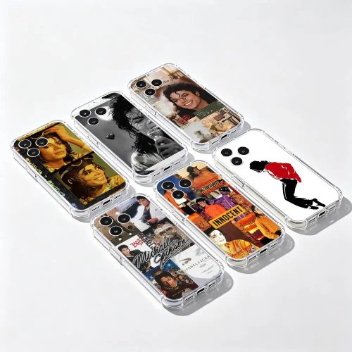 Прозорий м'який чохол IMD з принтом Michael Jackson для iPhone 11–17 (Mini/Pro/Pro Max/Plus)