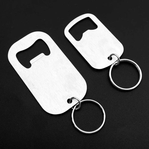 Porte-clés ouvre-bouteille multifonction en acier inoxydable brossé – ouvre-vin, anneau pour clé de voiture, cadeau original